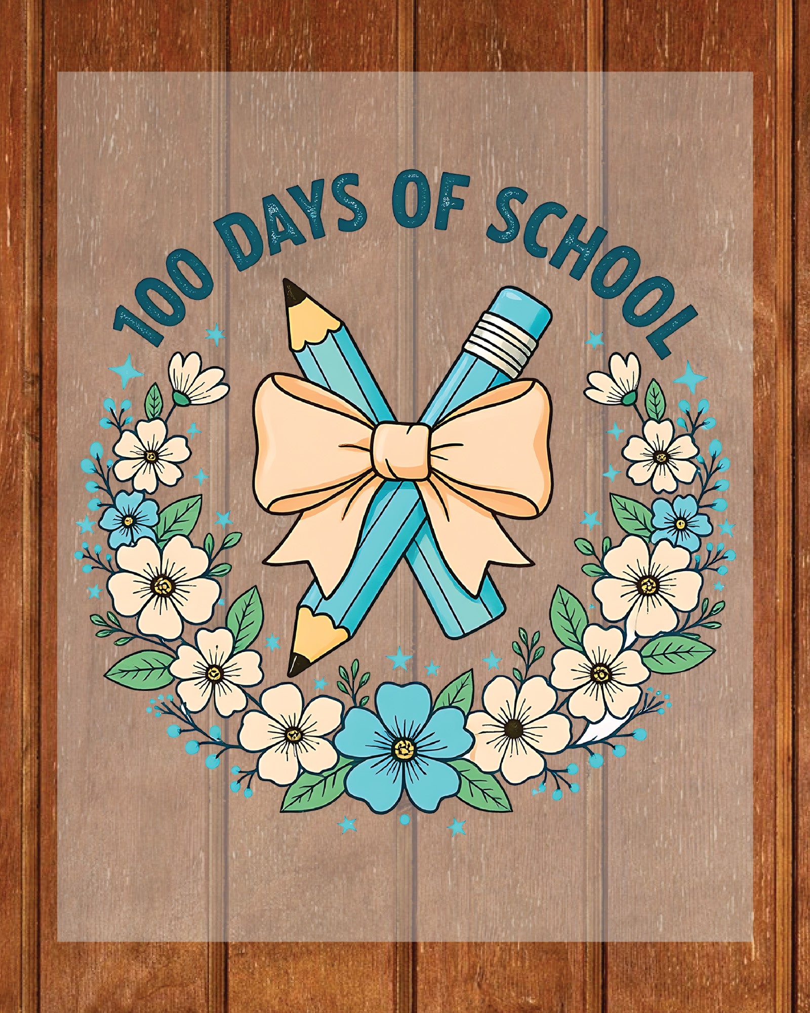 100 Days of School Sublimation DTF Transfer, Ready to Press Heat Transfer for Shirts, Fun 100 Days of School Design, UV Sticker