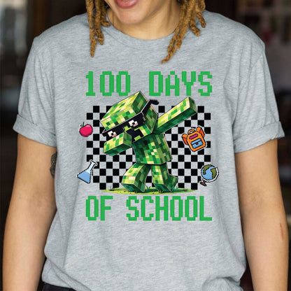 100 Days Of School T Shirt Complete Gamer Video Games Boys Tees for Kids Men Women