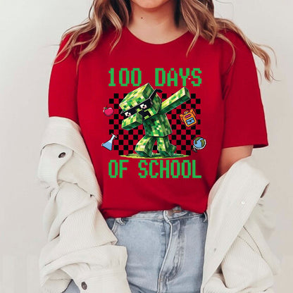 100 Days Of School T Shirt Complete Gamer Video Games Boys Tees for Kids Men Women