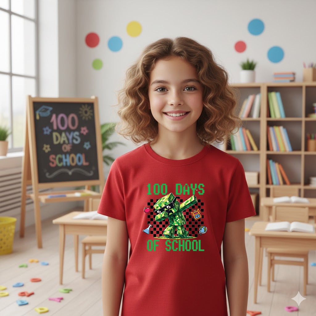 100 Days Of School T Shirt Complete Gamer Video Games Boys Tees for Kids Men Women