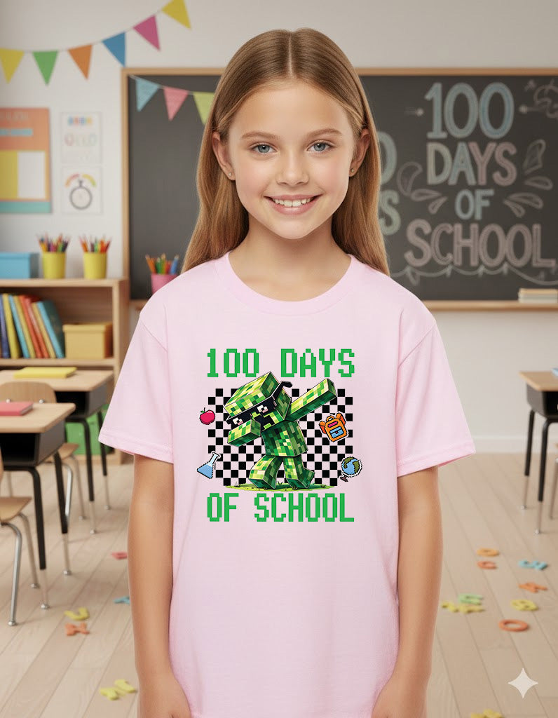 100 Days Of School T Shirt Complete Gamer Video Games Boys Tees for Kids Men Women