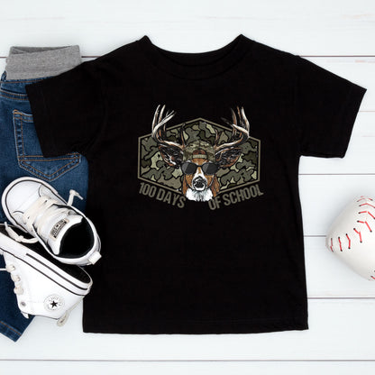 100 Days of School T Shirt Deer Hunting 100 Days of School Bucked Tee Kids Teens Boys Girls Women Men School Celebration Shirt