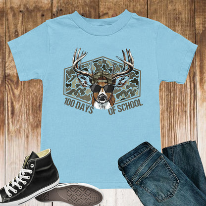 100 Days of School T Shirt Deer Hunting 100 Days of School Bucked Tee Kids Teens Boys Girls Women Men School Celebration Shirt