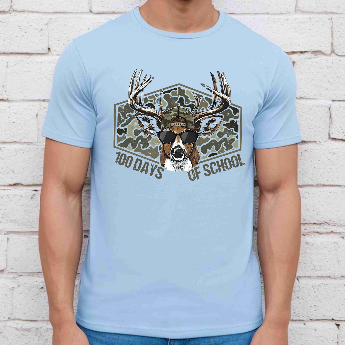 100 Days of School T Shirt Deer Hunting 100 Days of School Bucked Tee Kids Teens Boys Girls Women Men School Celebration Shirt