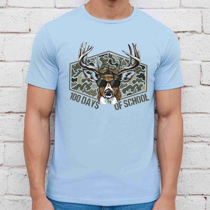 100 Days of School T Shirt Deer Hunting 100 Days of School Bucked Tee Kids Teens Boys Girls Women Men School Celebration Shirt