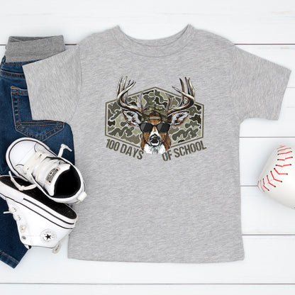 100 Days of School T Shirt Deer Hunting 100 Days of School Bucked Tee Kids Teens Boys Girls Women Men School Celebration Shirt