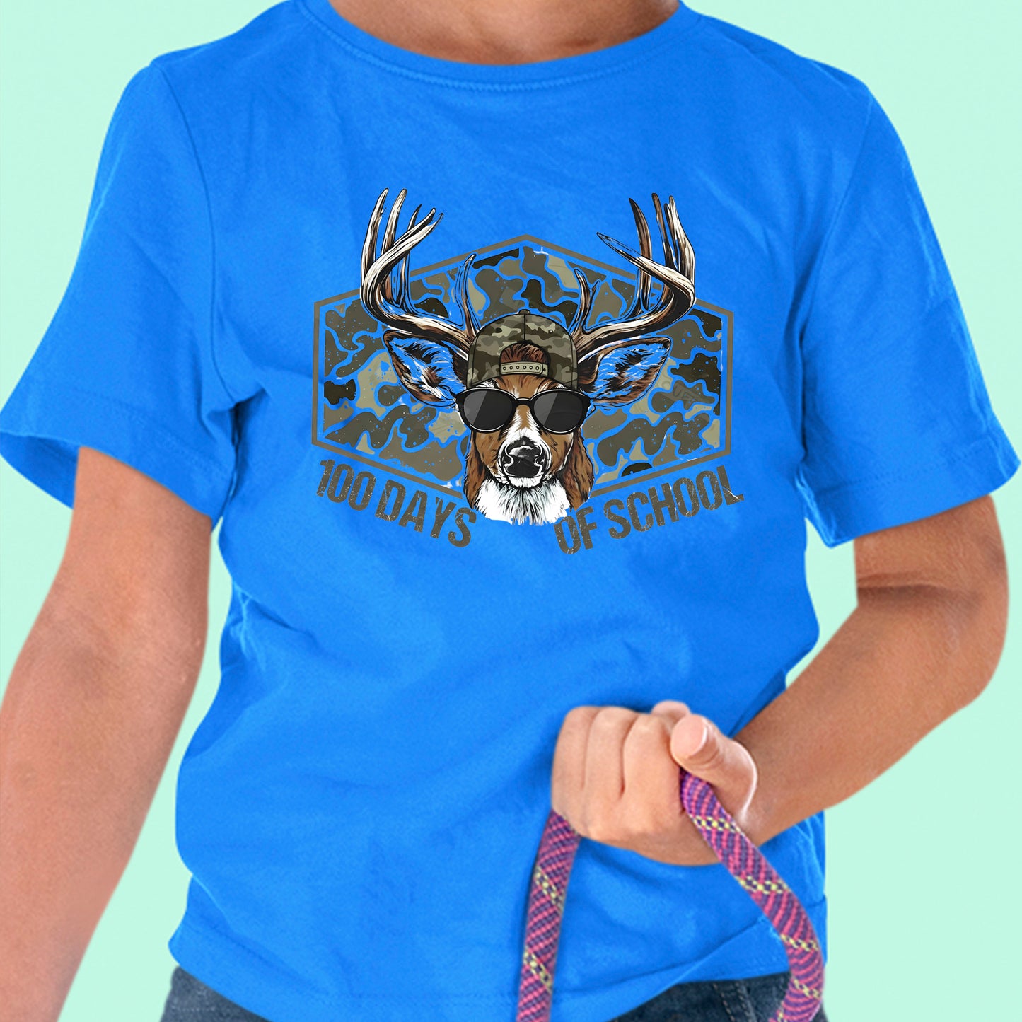 100 Days of School T Shirt Deer Hunting 100 Days of School Bucked Tee Kids Teens Boys Girls Women Men School Celebration Shirt