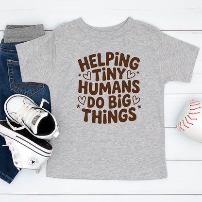 100 Days of School T Shirt Helping Tiny Humans Do Big Things Shirt for Kids Girls Boys Women Men Classroom Celebration Tee
