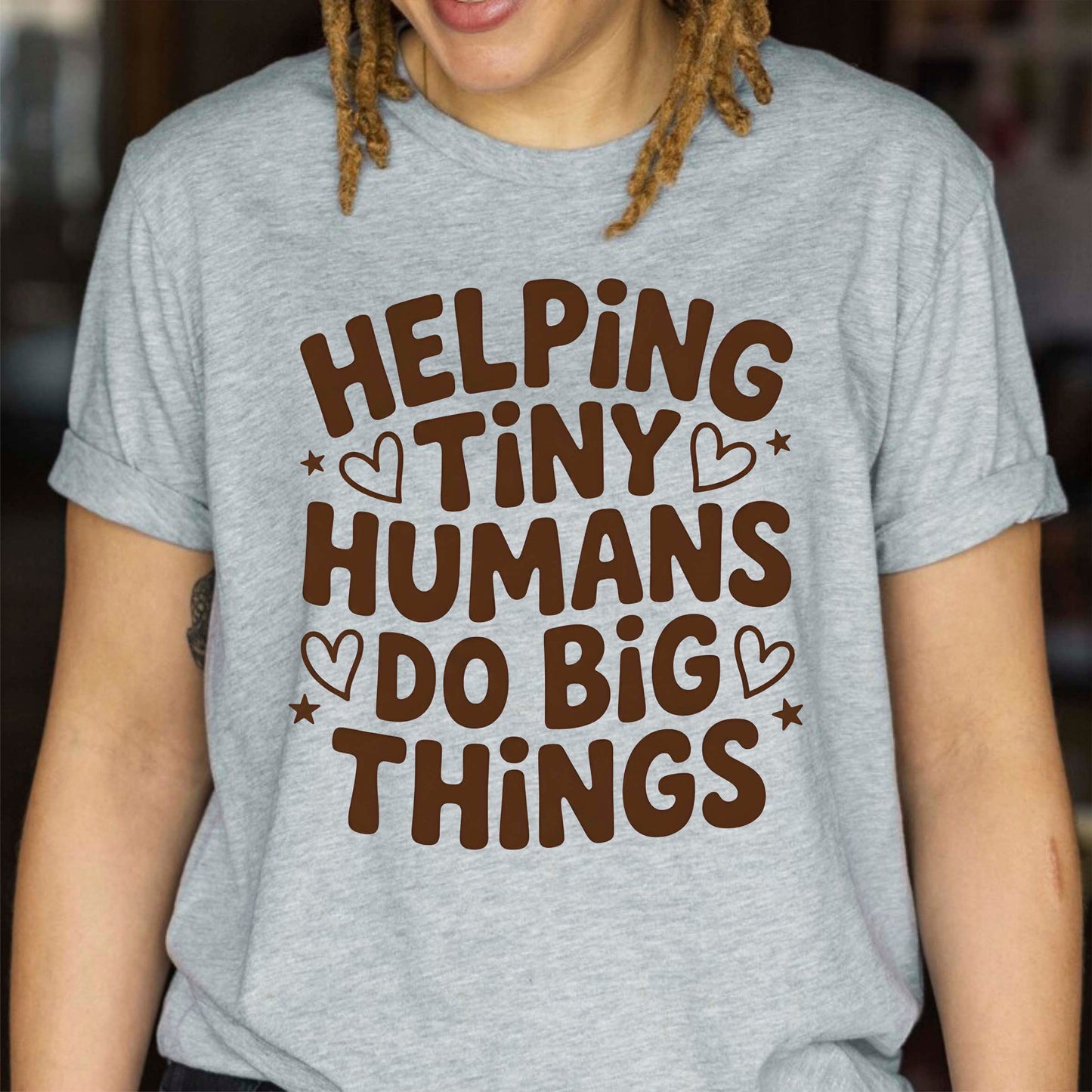 100 Days of School T Shirt Helping Tiny Humans Do Big Things Shirt for Kids Girls Boys Women Men Classroom Celebration Tee