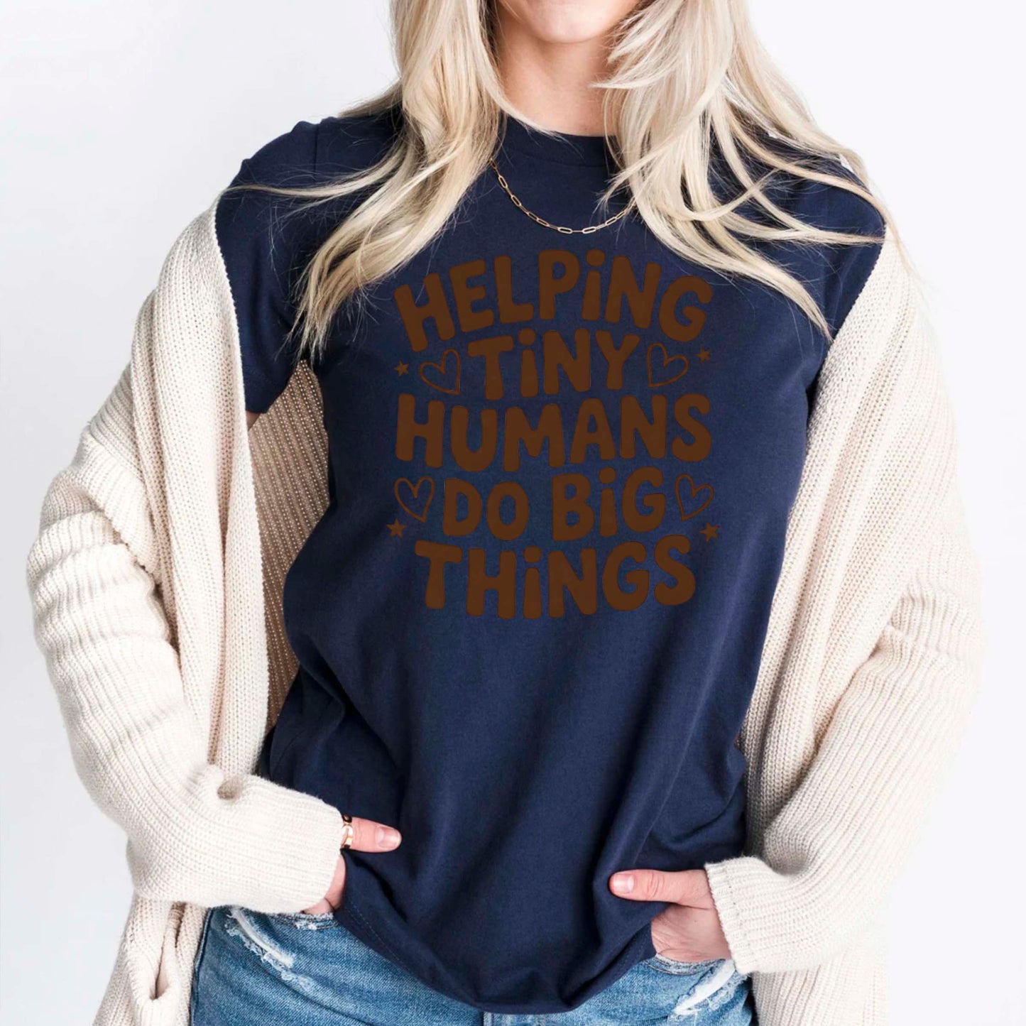 100 Days of School T Shirt Helping Tiny Humans Do Big Things Shirt for Kids Girls Boys Women Men Classroom Celebration Tee