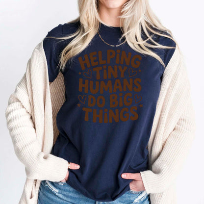 100 Days of School T Shirt Helping Tiny Humans Do Big Things Shirt for Kids Girls Boys Women Men Classroom Celebration Tee