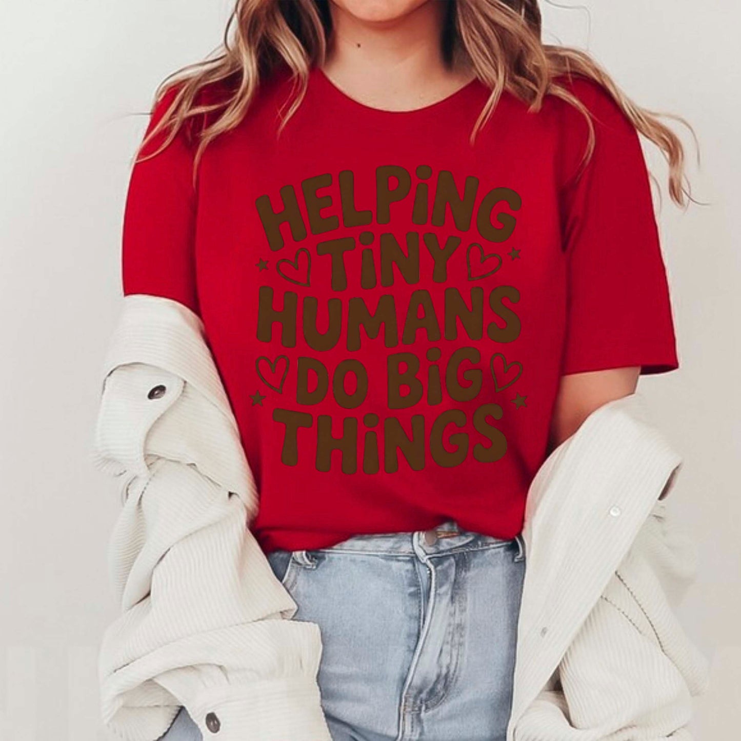 100 Days of School T Shirt Helping Tiny Humans Do Big Things Shirt for Kids Girls Boys Women Men Classroom Celebration Tee