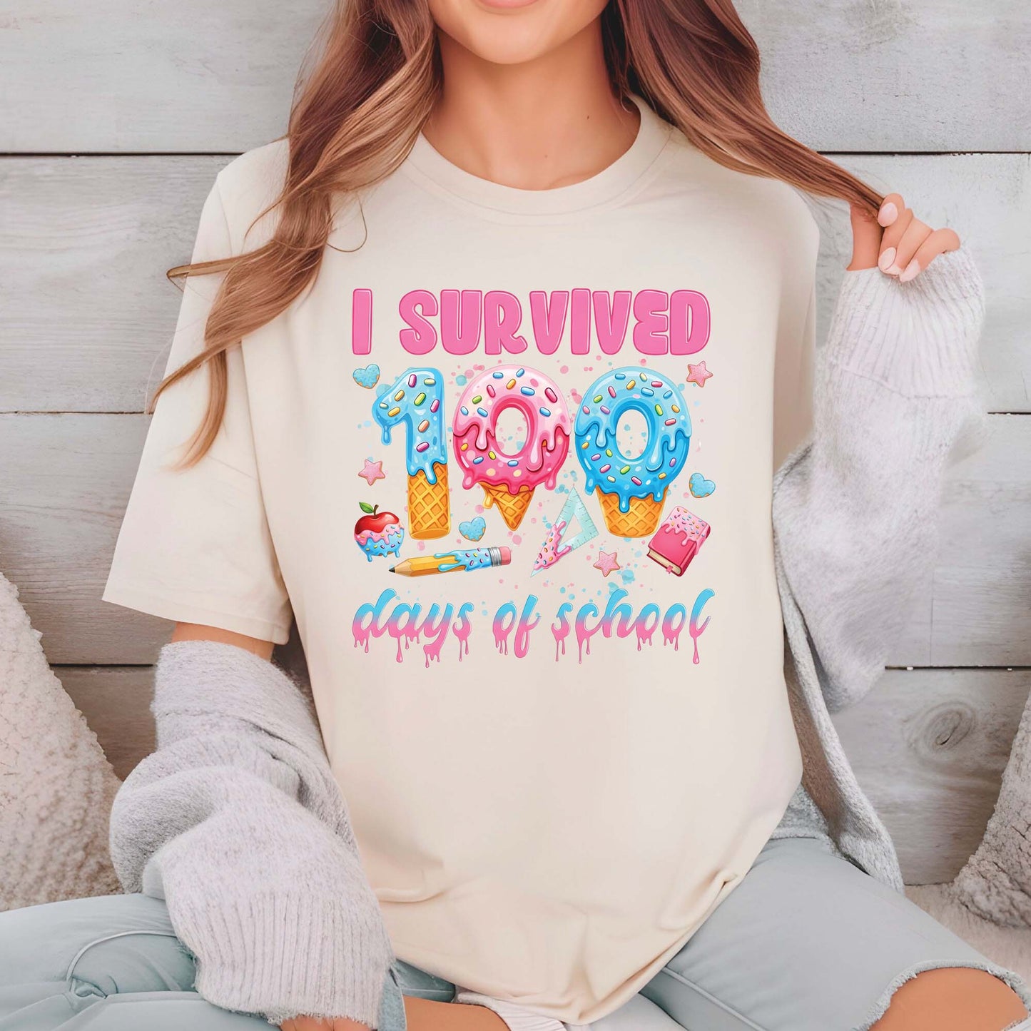 100 Days Of School Premade Gang Sheet Dtf Transfer Ready to Press Teacher Heat Transfer For Shirts, School Theme iron on Transfer Designs