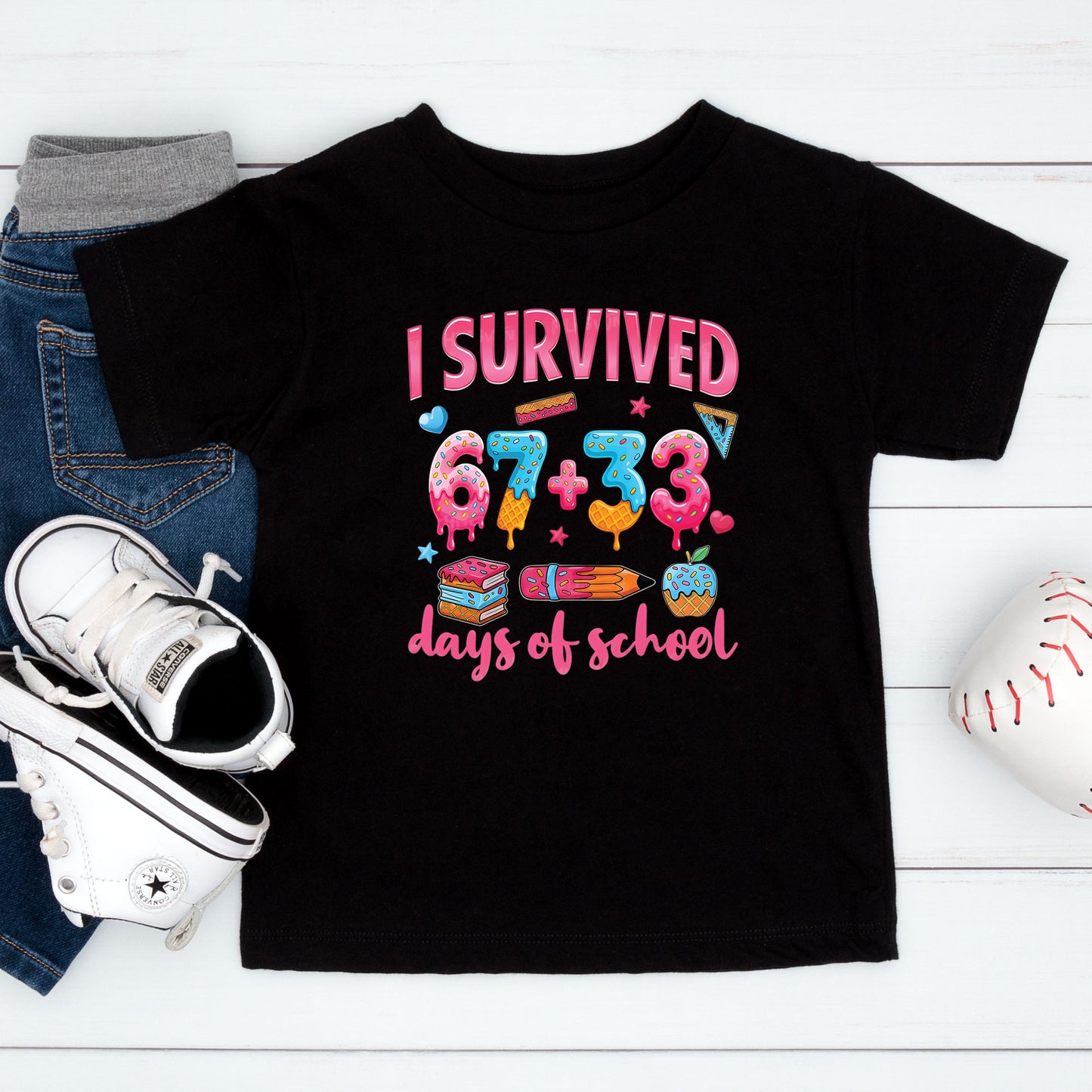 100 Days of School T Shirt I Survived 67 Days of School Funny Shirt for Kids Girls Boys Women Men Classroom Tee