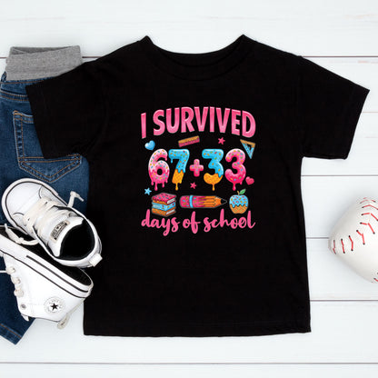 100 Days of School T Shirt I Survived 67 Days of School Funny Shirt for Kids Girls Boys Women Men Classroom Tee