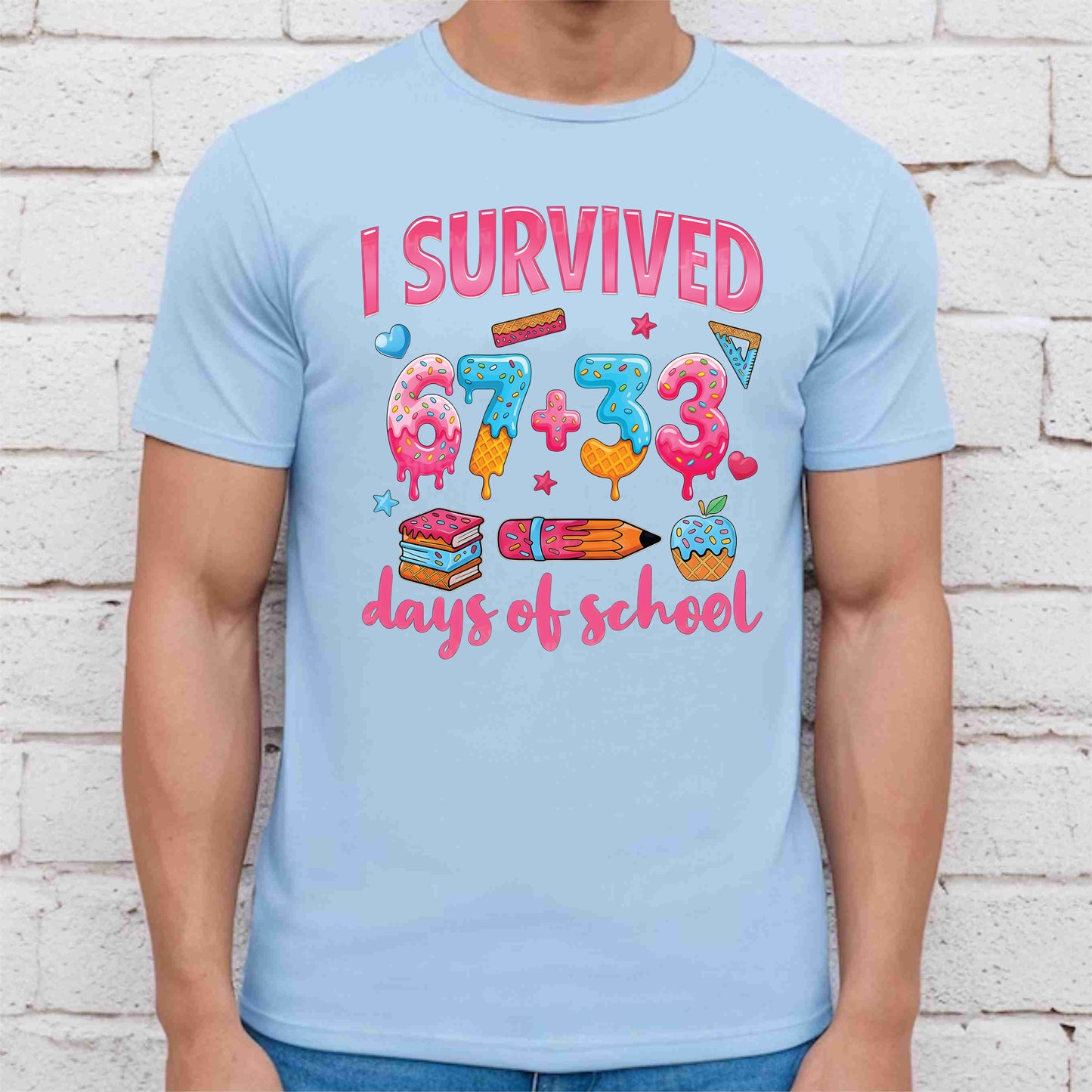 100 Days of School T Shirt I Survived 67 Days of School Funny Shirt for Kids Girls Boys Women Men Classroom Tee
