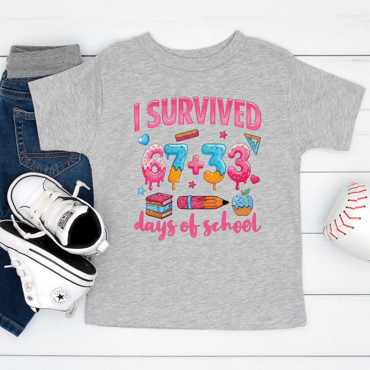 100 Days of School T Shirt I Survived 67 Days of School Funny Shirt for Kids Girls Boys Women Men Classroom Tee