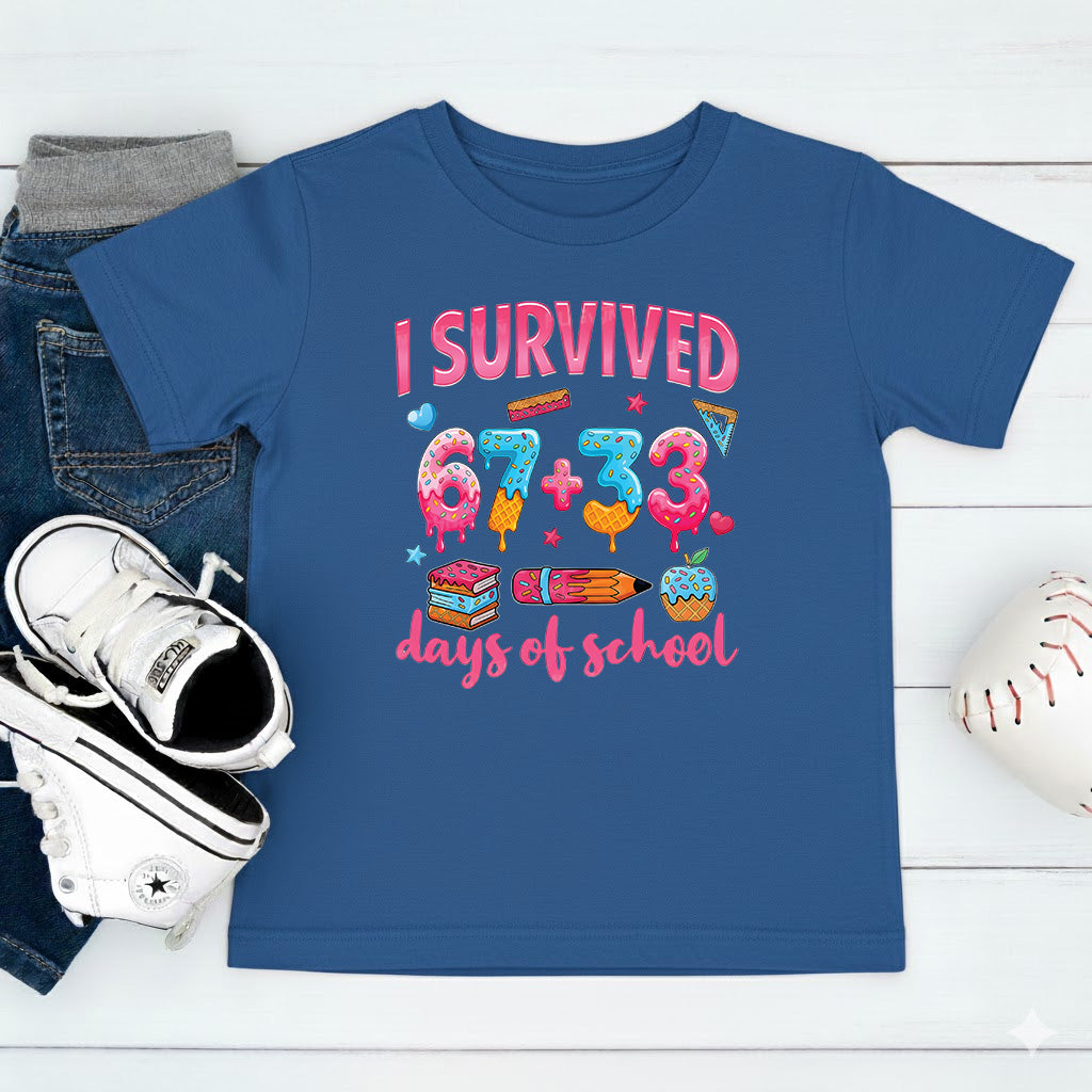 100 Days of School T Shirt I Survived 67 Days of School Funny Shirt for Kids Girls Boys Women Men Classroom Tee