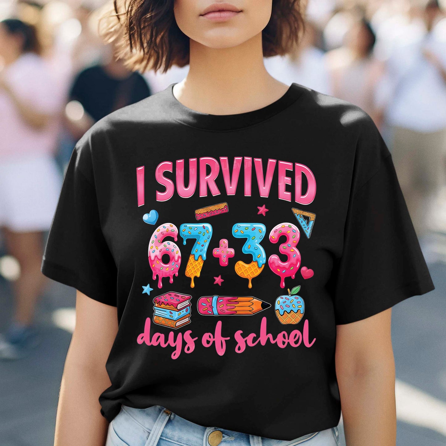 100 Days of School T Shirt I Survived 67 Days of School Funny Shirt for Kids Girls Boys Women Men Classroom Tee