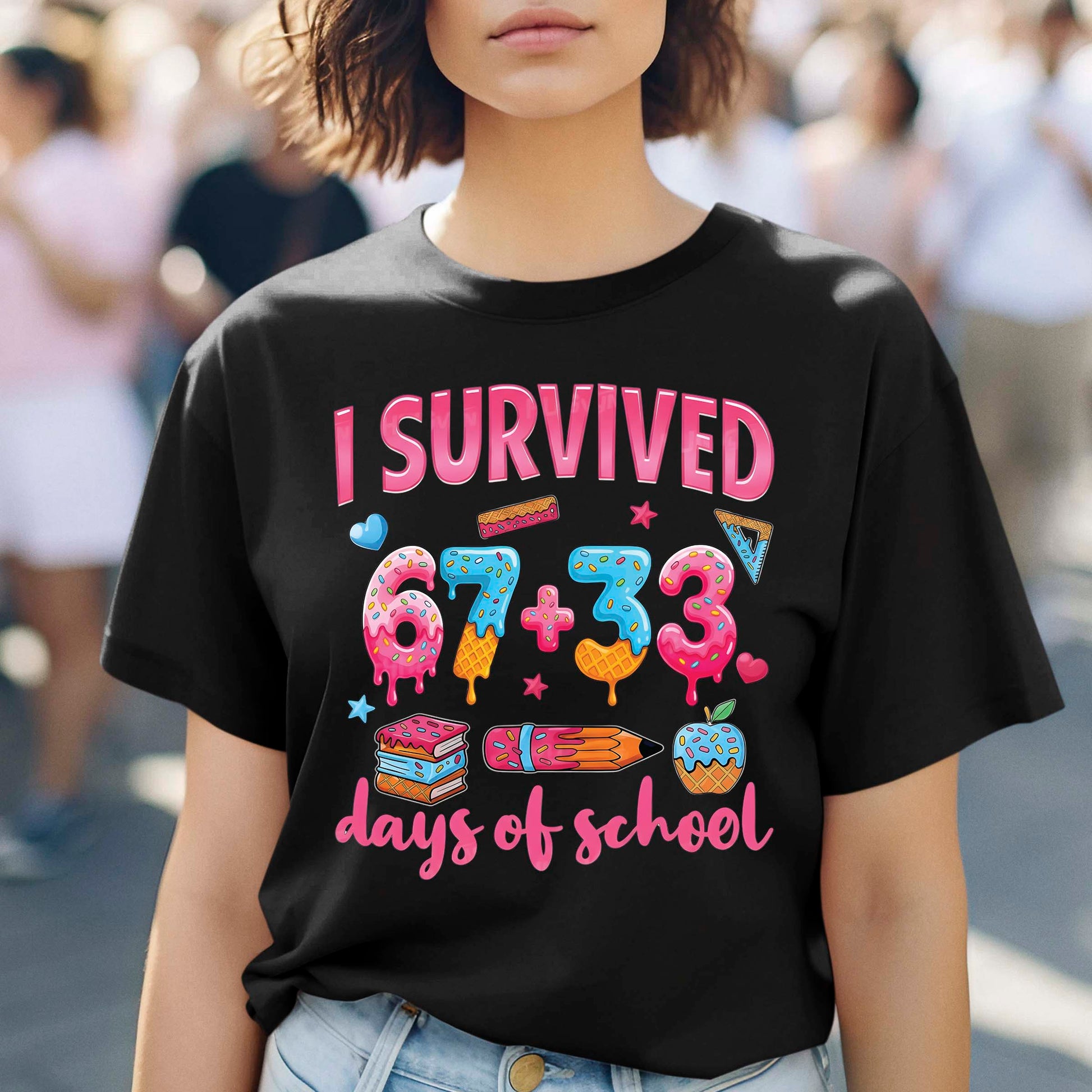 100 Days of School T Shirt I Survived 67 Days of School Funny Shirt for Kids Girls Boys Women Men Classroom Tee