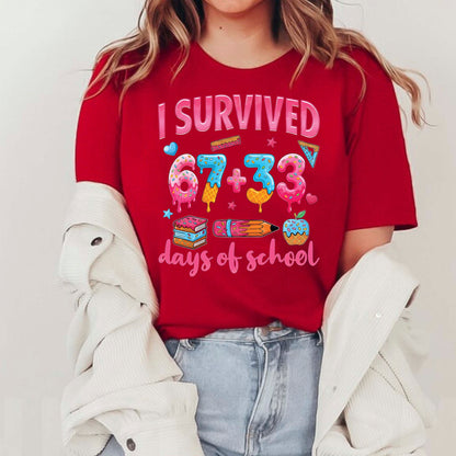 100 Days of School T Shirt I Survived 67 Days of School Funny Shirt for Kids Girls Boys Women Men Classroom Tee