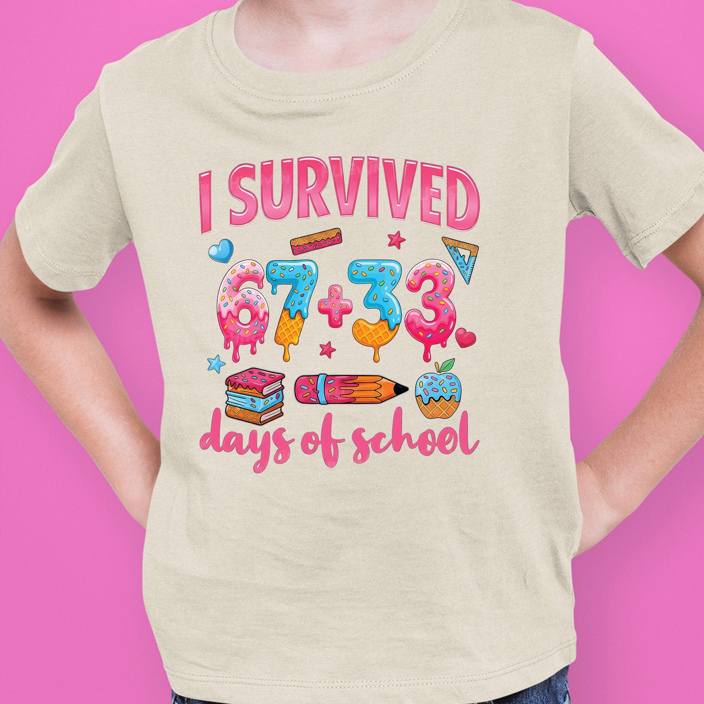 100 Days of School T Shirt I Survived 67 Days of School Funny Shirt for Kids Girls Boys Women Men Classroom Tee