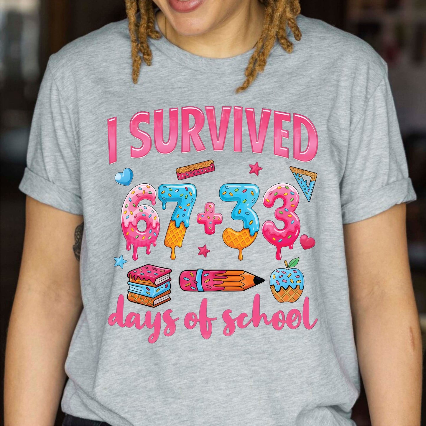 100 Days of School T Shirt I Survived 67 Days of School Funny Shirt for Kids Girls Boys Women Men Classroom Tee