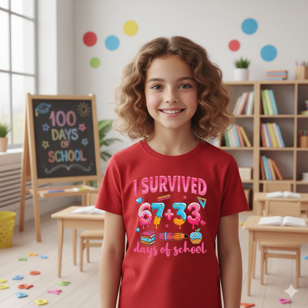100 Days of School T Shirt I Survived 67 Days of School Funny Shirt for Kids Girls Boys Women Men Classroom Tee