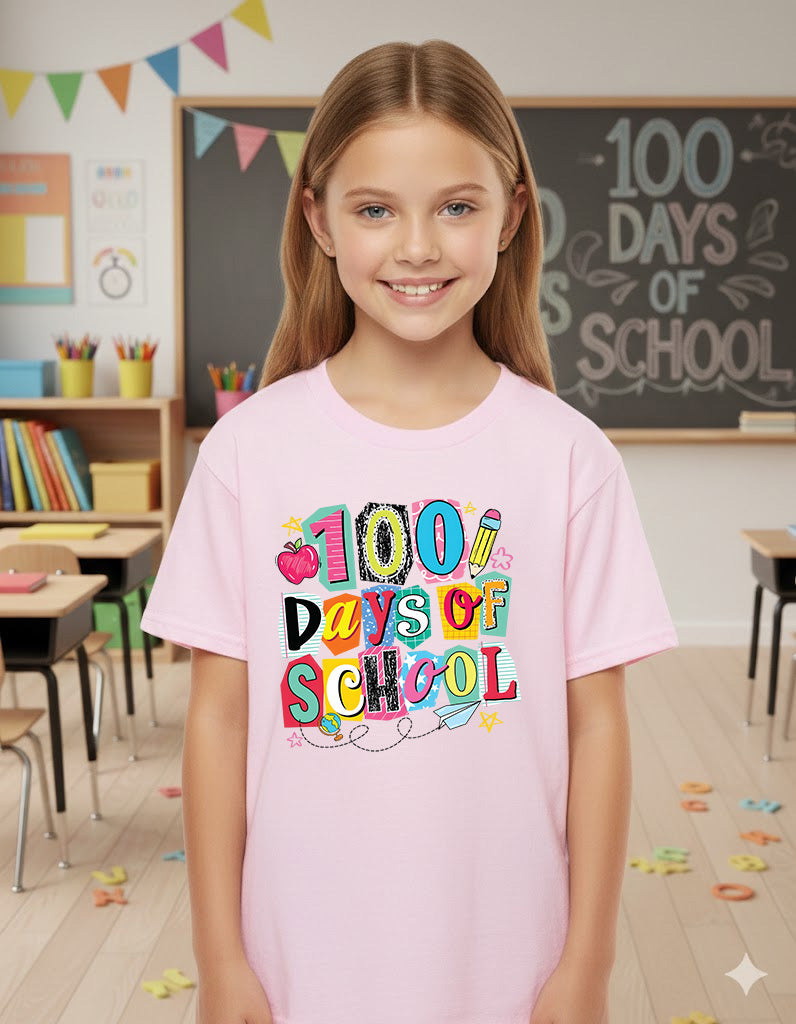 100 Days of School T Shirt Preppy Aesthetic 100 Days of School Shirt for Kids Girls Boys Women Men Classroom Celebration Tee