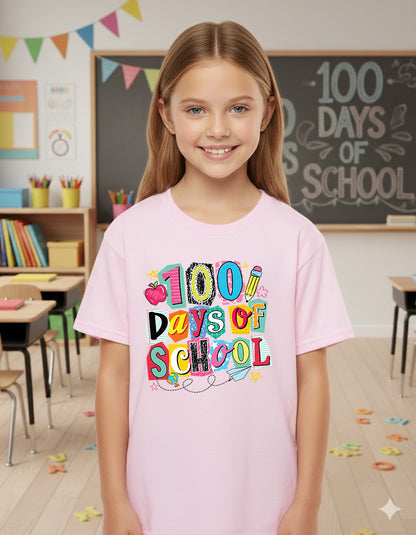 100 Days of School T Shirt Preppy Aesthetic 100 Days of School Shirt for Kids Girls Boys Women Men Classroom Celebration Tee