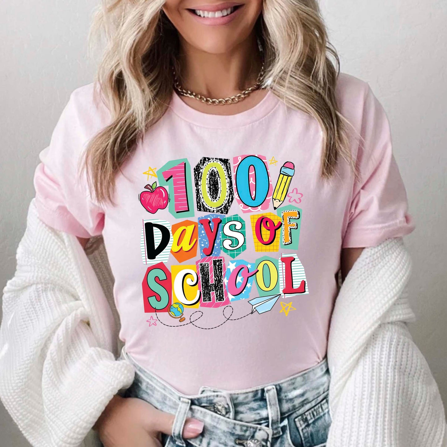 100 Days of School T Shirt Preppy Aesthetic 100 Days of School Shirt for Kids Girls Boys Women Men Classroom Celebration Tee