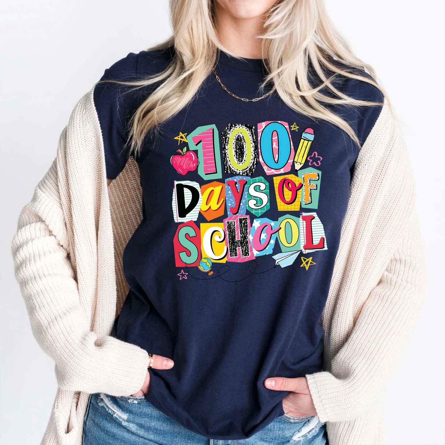 100 Days of School T Shirt Preppy Aesthetic 100 Days of School Shirt for Kids Girls Boys Women Men Classroom Celebration Tee