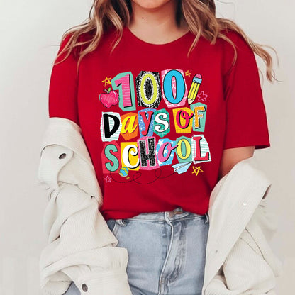 100 Days of School T Shirt Preppy Aesthetic 100 Days of School Shirt for Kids Girls Boys Women Men Classroom Celebration Tee