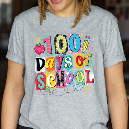 100 Days of School T Shirt Preppy Aesthetic 100 Days of School Shirt for Kids Girls Boys Women Men Classroom Celebration Tee
