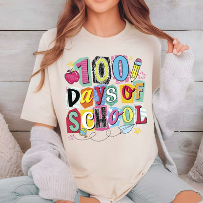 100 Days of School T Shirt Preppy Aesthetic 100 Days of School Shirt for Kids Girls Boys Women Men Classroom Celebration Tee