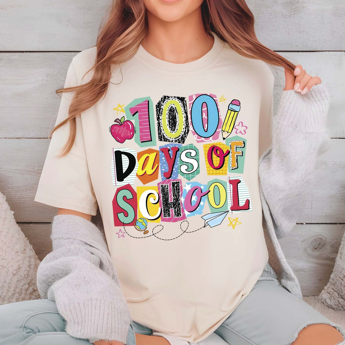 100 Days Of School Premade Gang Sheet Dtf Transfer Ready to Press Teacher Heat Transfer For Shirts, School Theme iron on Transfer Designs