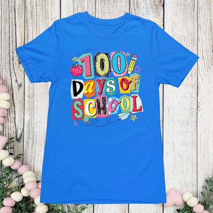 100 Days of School T Shirt Preppy Aesthetic 100 Days of School Shirt for Kids Girls Boys Women Men Classroom Celebration Tee