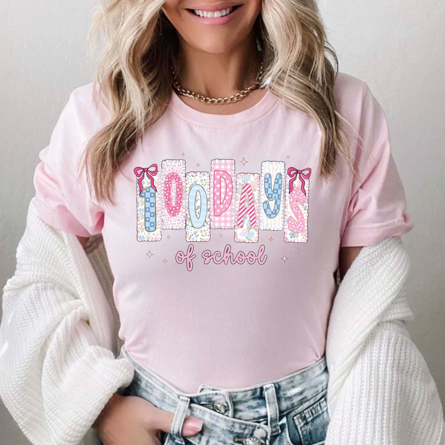 100 Days of School T Shirt Preppy Teacher Coquette Shirt for Kids Girls Boys Women Men Classroom Learning Tee
