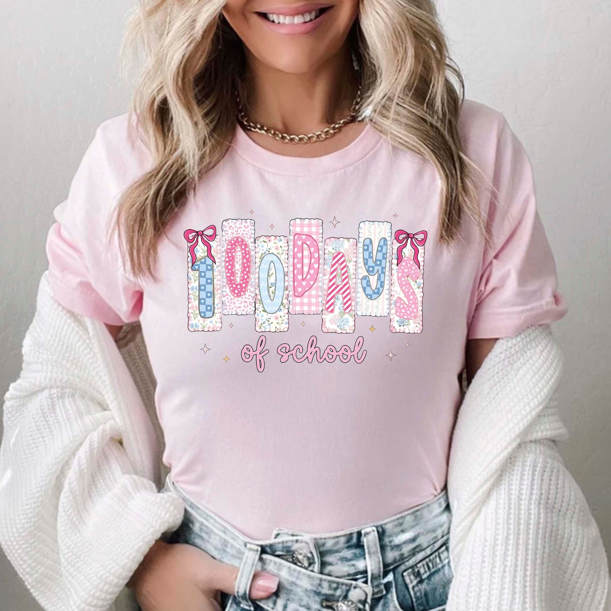 100 Days of School T Shirt Preppy Teacher Coquette Shirt for Kids Girls Boys Women Men Classroom Learning Tee