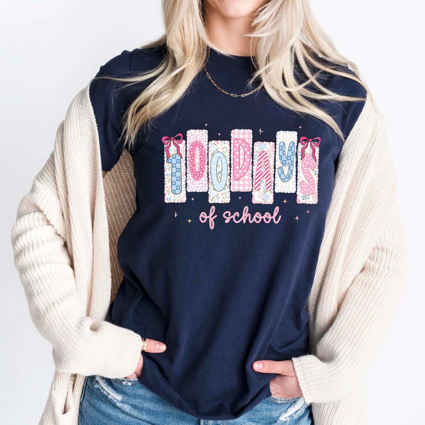 100 Days of School T Shirt Preppy Teacher Coquette Shirt for Kids Girls Boys Women Men Classroom Learning Tee