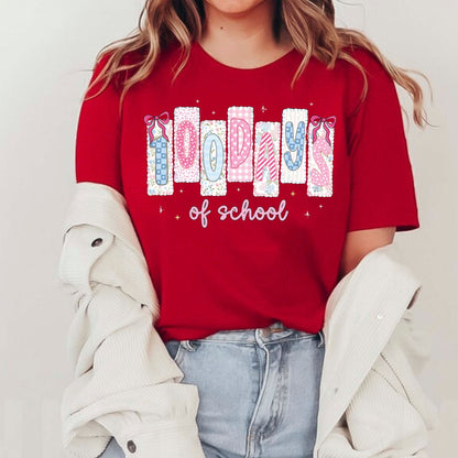 100 Days of School T Shirt Preppy Teacher Coquette Shirt for Kids Girls Boys Women Men Classroom Learning Tee