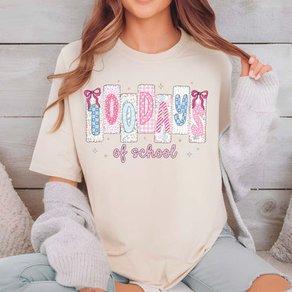 100 Days of School T Shirt Preppy Teacher Coquette Shirt for Kids Girls Boys Women Men Classroom Learning Tee