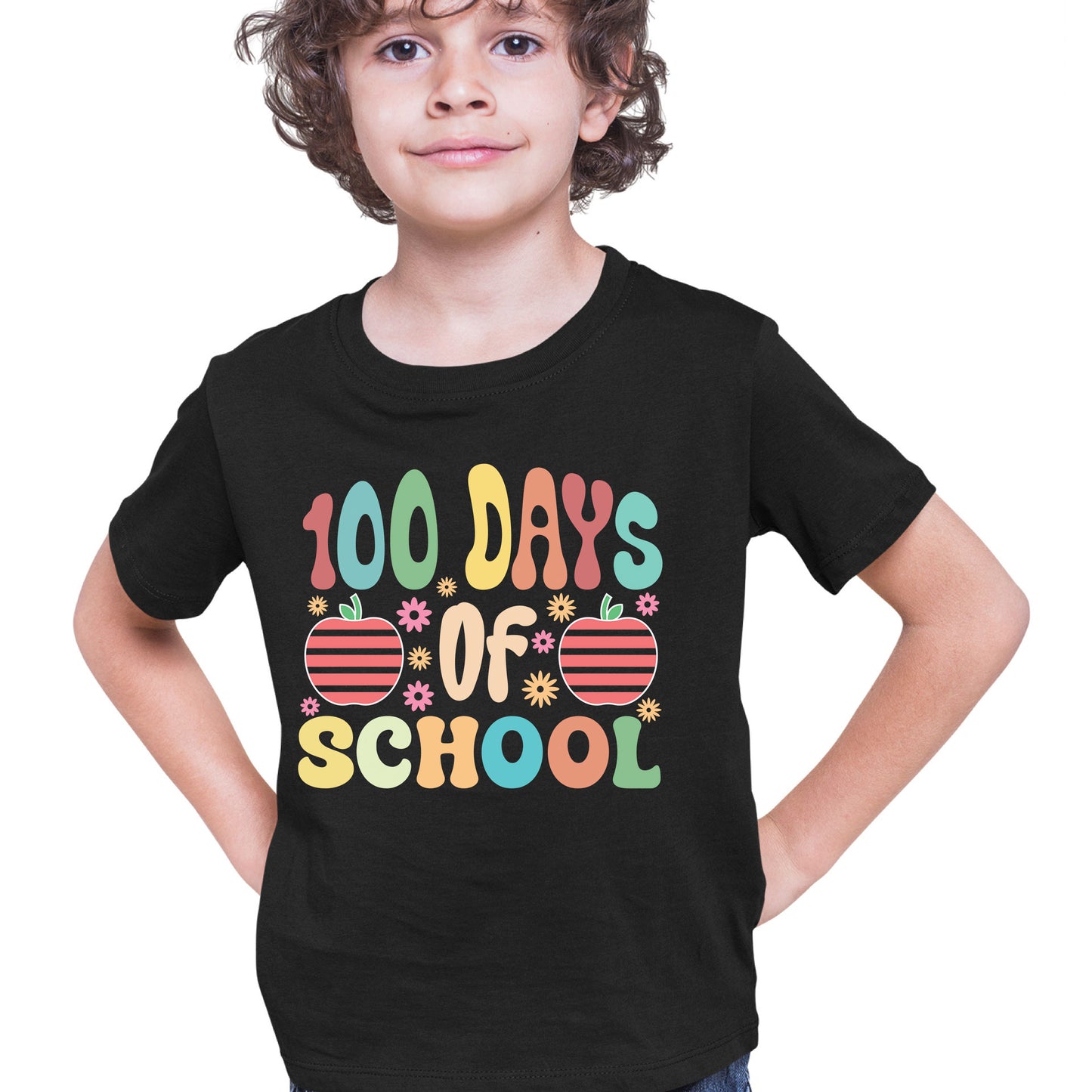100 Days of School Typography DTF Transfer, Ready to Press Heat Transfer for Shirts, Fun 100 Days of School Design, UV Sticker