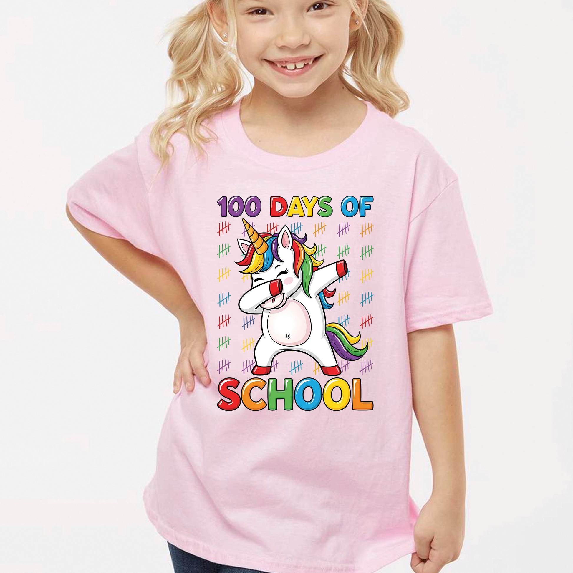100 Days of School Unicorn Dabbing DTF Transfer, Ready to Press Heat Transfer for Shirts, Fun 100 Days of School Kids Design, UV Sticker
