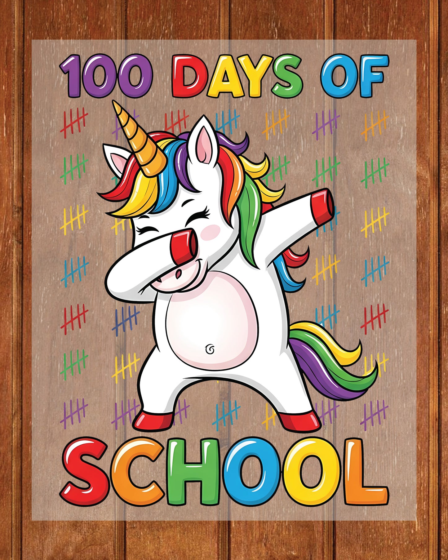 100 Days of School Unicorn Dabbing DTF Transfer, Ready to Press Heat Transfer for Shirts, Fun 100 Days of School Kids Design, UV Sticker