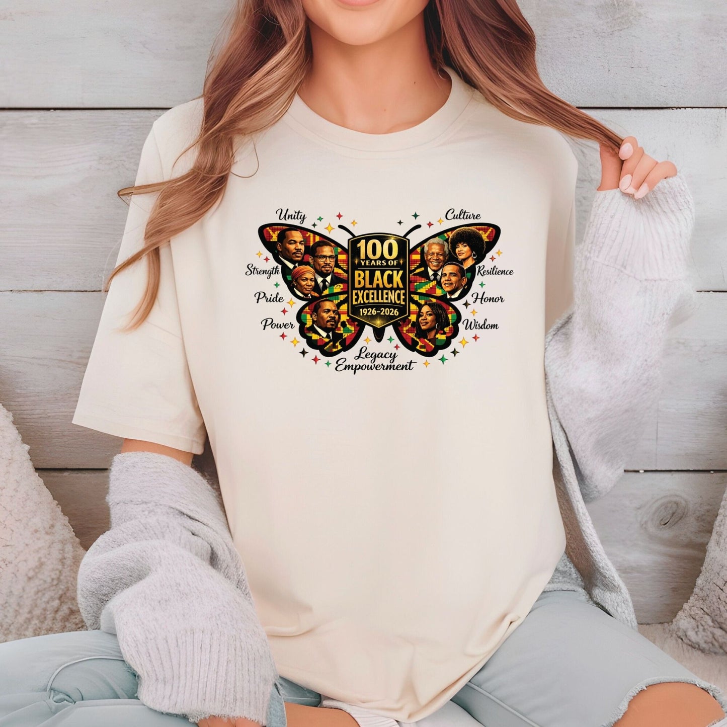 100 Years of Black Excellence Butterfly DTF Transfer Ready To Press