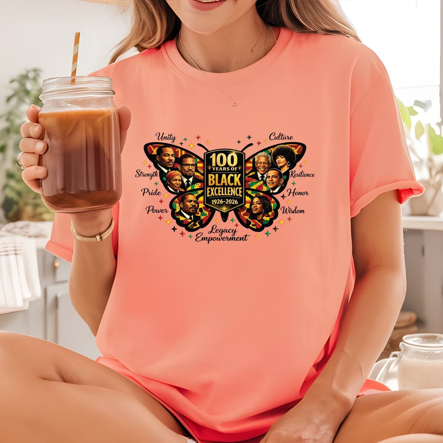 100 Years of Black Excellence Butterfly DTF Transfer Ready To Press Black History Heat Transfer For Shirts Juneteenth UV Sticker