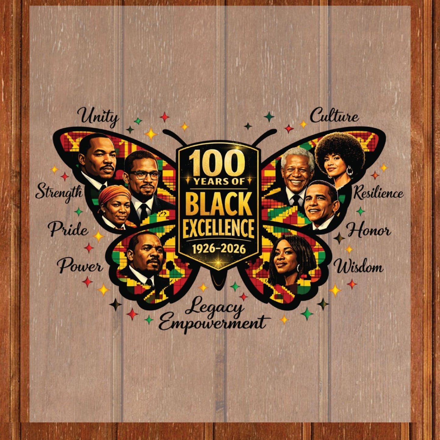 100 Years of Black Excellence Butterfly DTF Transfer Ready To Press Black History Heat Transfer For Shirts Juneteenth UV Sticker
