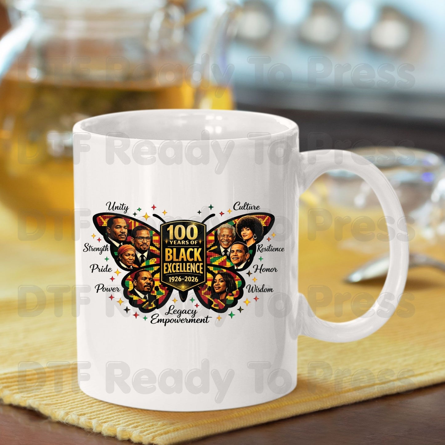 100 Years of Black Excellence DTF Transfer Ready to Press Butterfly Unity Heritage Leaders Heat Transfer for Shirts Black History UV Sticker
