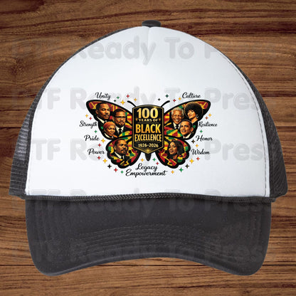100 Years of Black Excellence DTF Transfer Ready to Press Butterfly Unity Heritage Leaders Heat Transfer for Shirts Black History UV Sticker